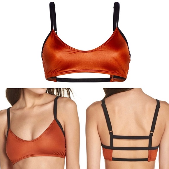 Zella Ladder Back Bikini Top in Rust / Brick - Picture 1 of 16